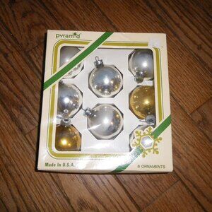 8 Vintage Pyramid Glass Decorative Ornaments - 6 Silver & 2 Gold